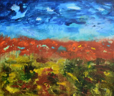 Romancing with twilight-III acrylic on canva landscape Painting